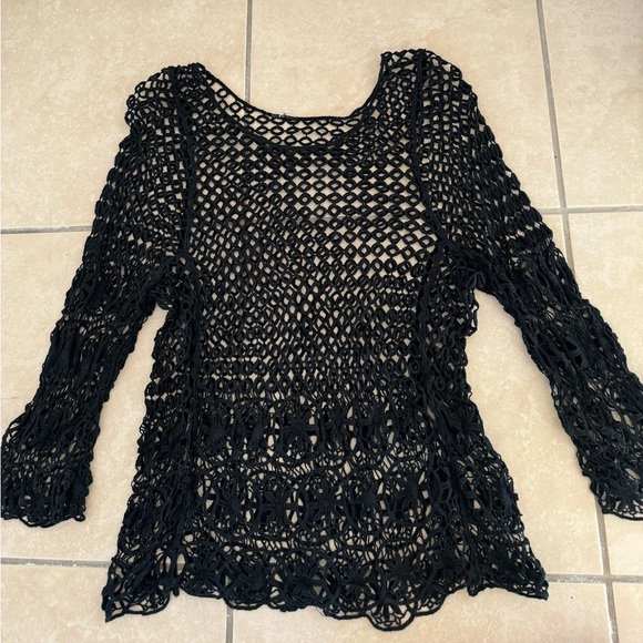 Other - Black Crochet Swim Coverup